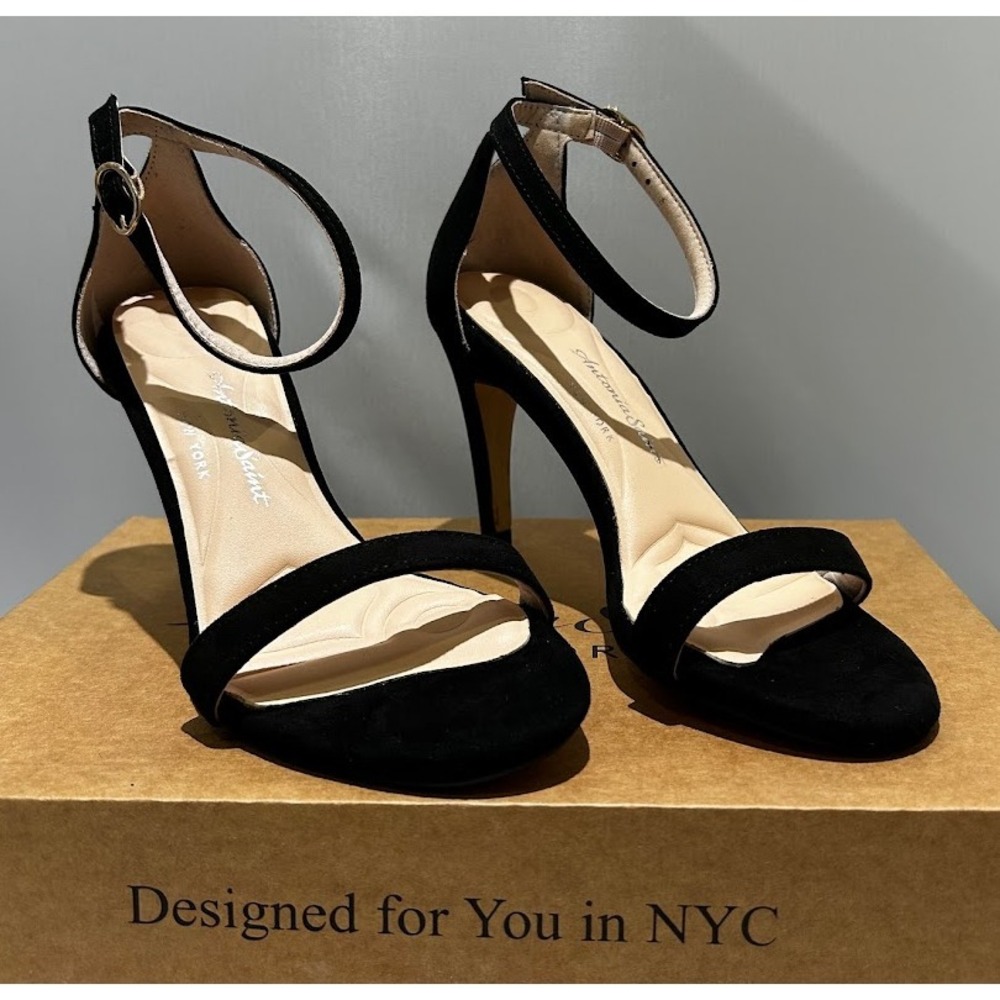 Antonia Saint NY Tina Party Stiletto Black Ultra‎ Suede, Size 10.5 - Picture 3 of 10